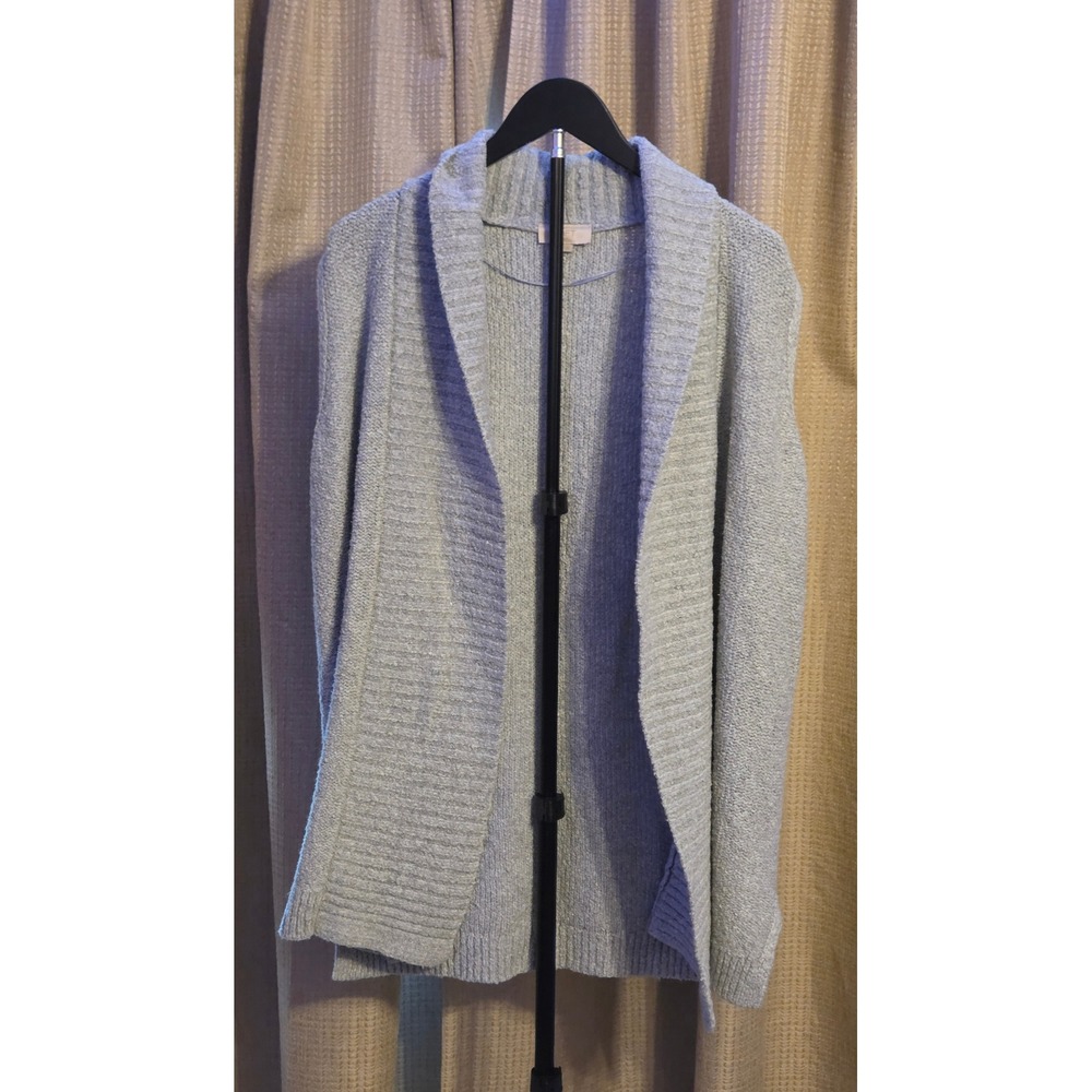 Loft Sleeveless Knit Cardigan Sweater Women's Size Large Gray